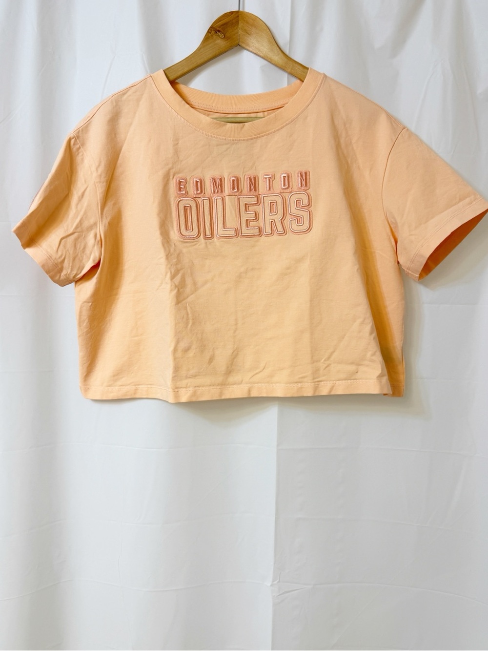 Edmonton Oilers Women's Pro Standard Light Orange Boxy Cropped T-Shirt Medium